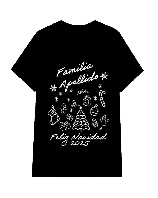 Producto - Remera Algodón Feliz Navidad Familia Personalizada - Negro