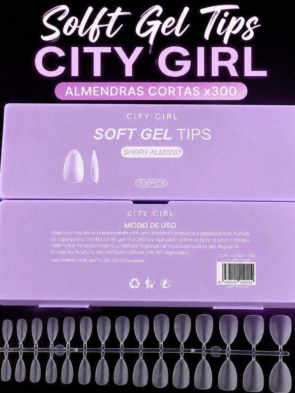 Producto - Tips Soft gel Almendras cortas- City Girl x300