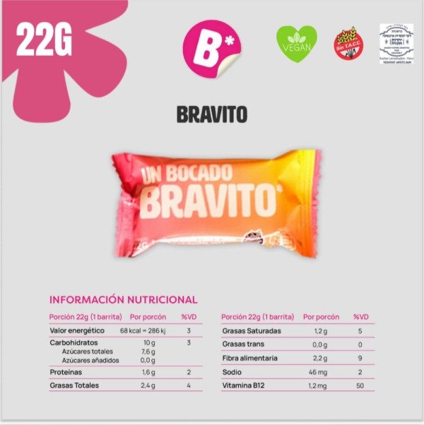 Producto - Caja de BRAVITOS Bocados de Chocolate y Dátiles x 10 U  SIN TACC BRAVA