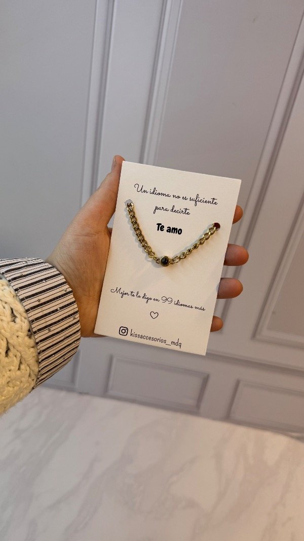 Producto - Pulsera de acero dorado con productor te amo en 100 idiomas - 2