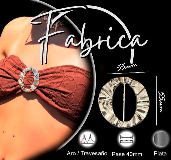 Producto - Herraje aro/ travesaño largo. Pase: 40mm (1 unidad). Plata/ Niquel