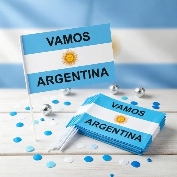 Producto - Bandera VAMOS ARGENTINA con cabo 60x40