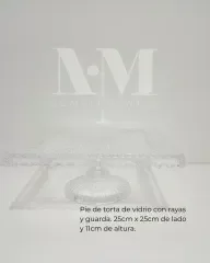 Producto - Pie de torta cuadrado con rayas y guarda 25x11cm vidrio