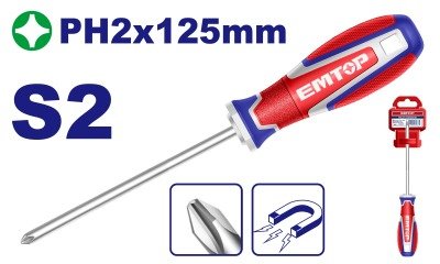 Producto - DESTORNILLADOR PHILLIPS PH2 X 125MM EMTOP ESDPH2125