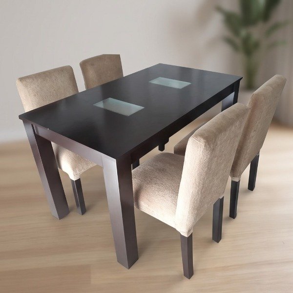 Producto - Juego de Comedor 4 Sillas Reforzadas + Mesa MDF Negra - Oferta - 4