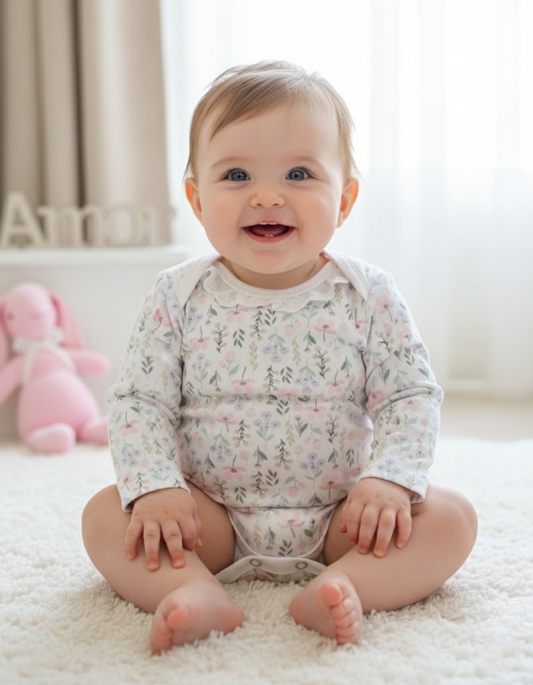 Producto - Body flores pastel con puntilla