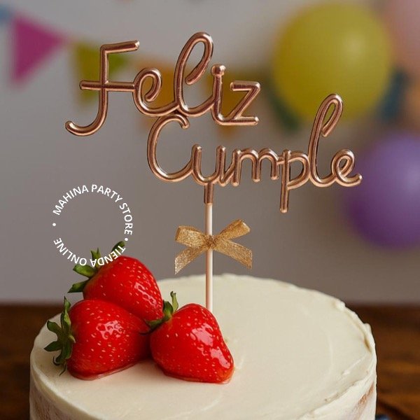 Producto - Toppers Feliz cumpleaños rose gold