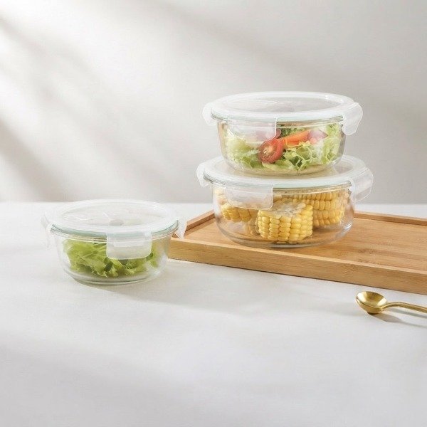 Producto - SET X3PC TUPPER DE VIDRIO REDONDO