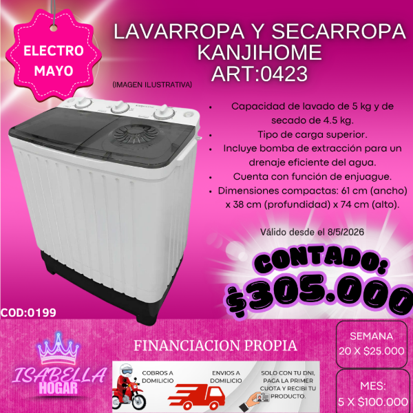 Producto - LAVARROPA Y SECARROPA KANJIHOME COD:0199