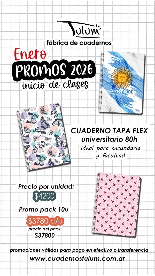 Producto - PROMO ENERO PACK x10 Cuaderno A4 flex 80h LEER DESCRIPCIÓN!