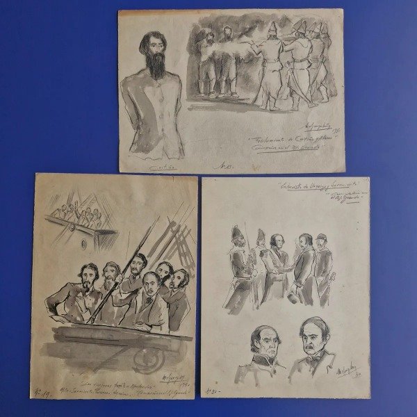 Producto - Melgarejo Muñoz, Wladimiro - 3 dibujos para Campaña en el Ejército Grande, 1950 - 0