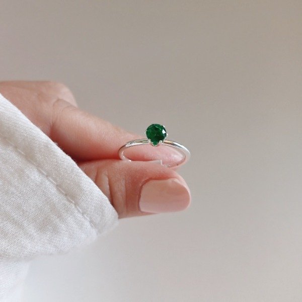 Producto - ANILLO BELLA VERDE AC. BLANCO