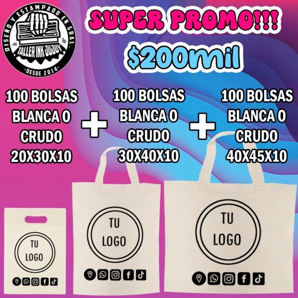 Producto - Combo Ecologico Personalizado- 300 Bolsas con tu logo