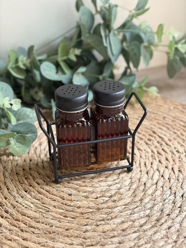 Producto - Salero y pimentero vidrio Ámbar