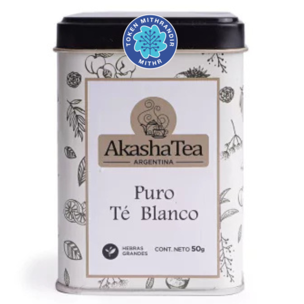 Producto - Akasha Tea, Pure White Té en Hebras. Lata x 50 g