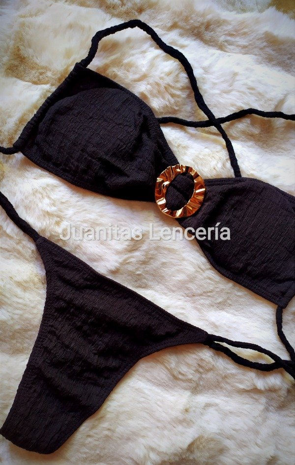 Producto - Bikini textura argolla negra talle 85/90/100