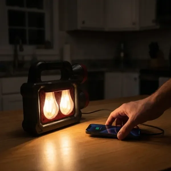 Producto - Lampara Solar Recargable Linterna Doble y Power Bank Luz Fría y Cálida - 2