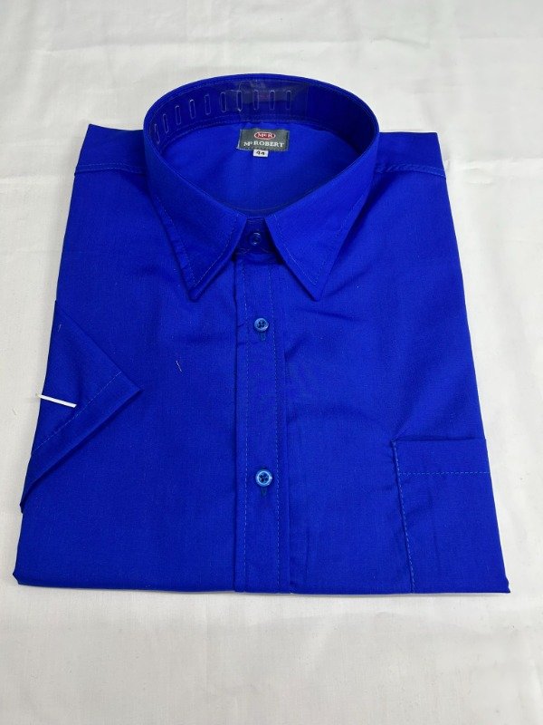 Producto - Camisa Manga Corta lisa - Azul Francia
