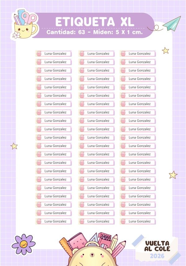 Producto - Etiquetas XL