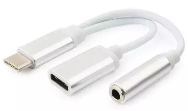 Producto - Adaptador Tipo C Dos en Uno Carga y Auricular 3.5mm