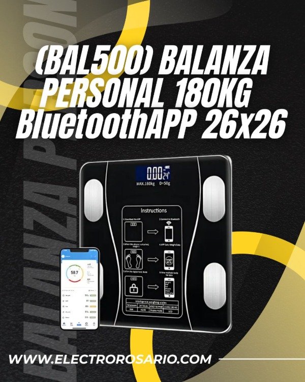 Producto - (BAL500) BALANZA PERSONAL 180KG BluetoothAPP 26x26