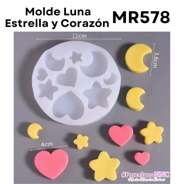 Producto - Molde Luna Estrella y Corazón MR578