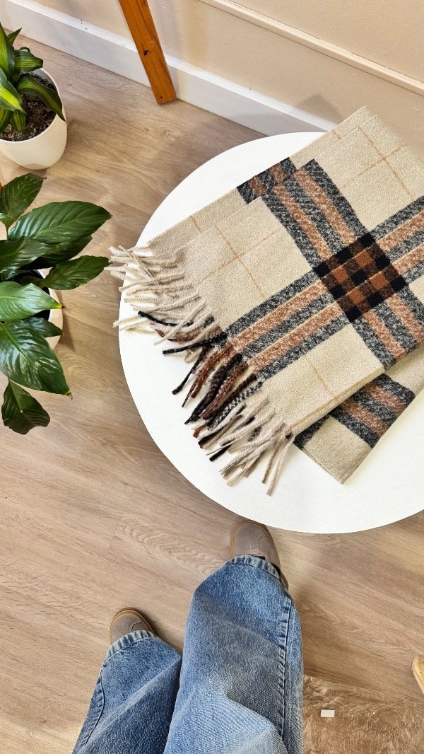 Producto - Pashmina escocés beige y gris