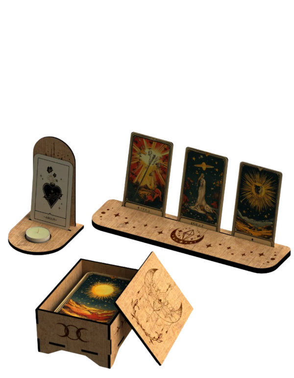 Producto - Set de Tarot y Oráculo Triple Luna - Caja + Porta Cartas + Porta Vela - 4
