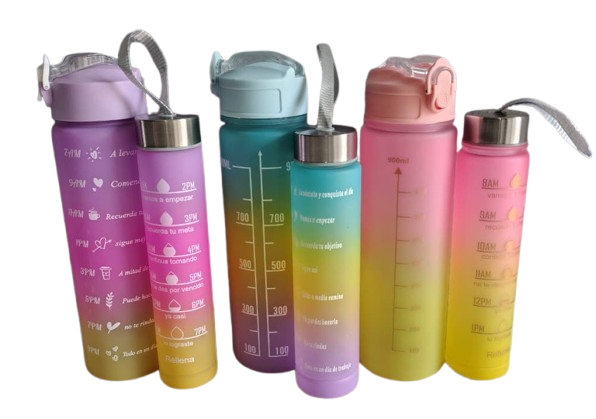 Producto - Botella motivacional multicolor 2 en 1 (900 ML Y 500 ML)