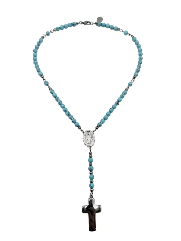 Producto - Rosario turquesa acero