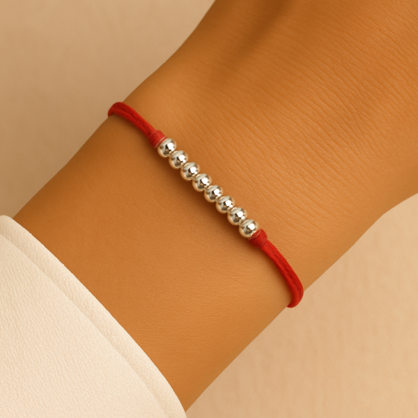 Producto - Pulsera hilo rojo Regulable con bolitas plata 925