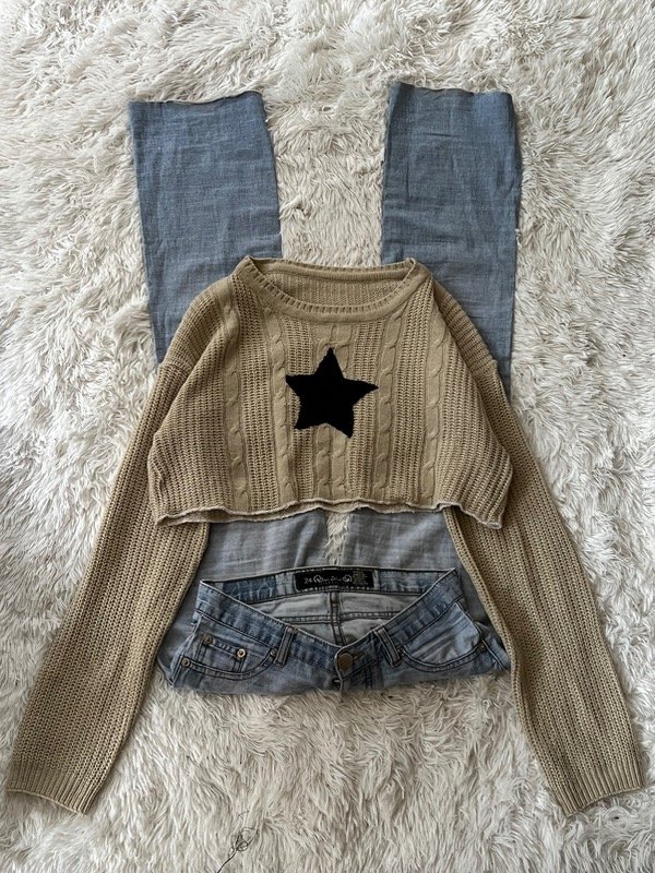 Sweater cropped beige talla M
