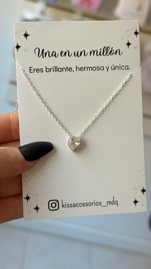 Producto - Collar corazón cubic pasante - acero blanco - 1