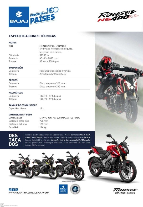 Producto - ROUSER NS400Z