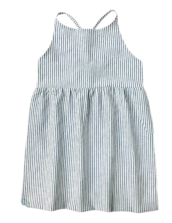 Producto - VESTIDO WONDERLAND LINO RAYAS AZULES