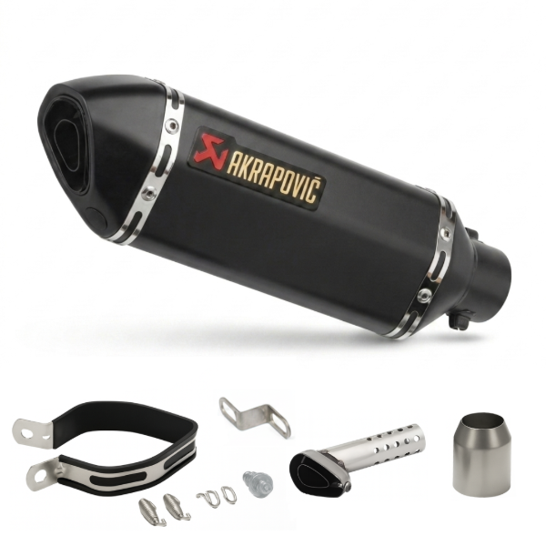 Producto - Escape Silenciador Tipo Akrapovic Mediano Universal Negro Mate + DB Killer - 0