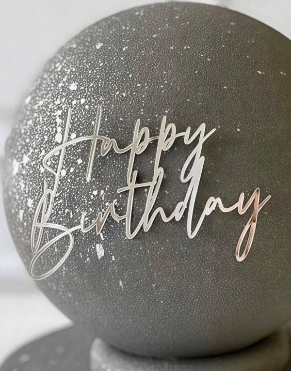 Producto - Topper Plateado Happy Birthday Frontal