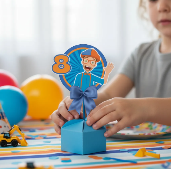 Producto - Centro De Mesa hexagonal Imprimible Blippi Editable