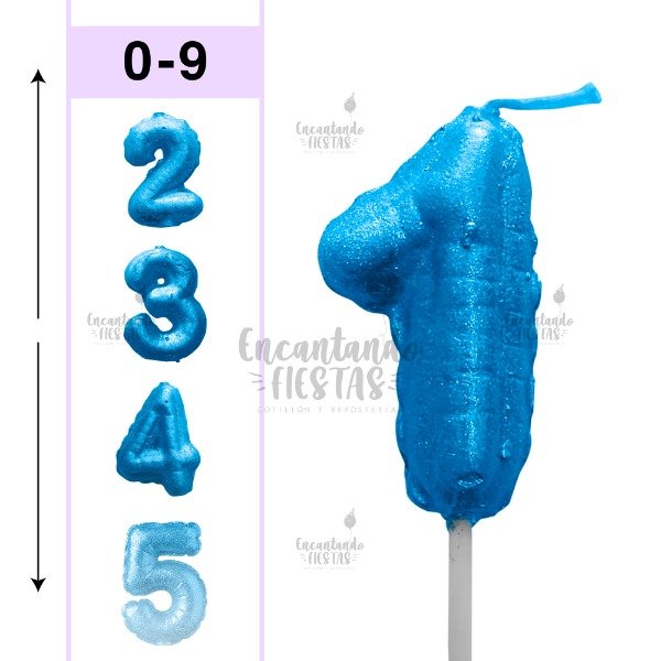 Producto - Vela Numero Celeste 0-9