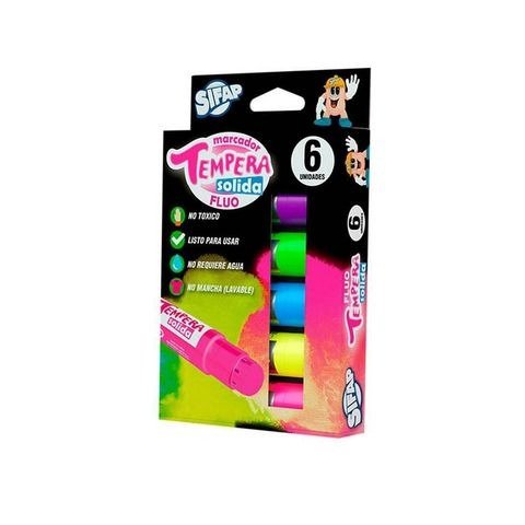 Producto - TEMPERA SOLIDA FLUO X 6 UNIDADES SIFAP