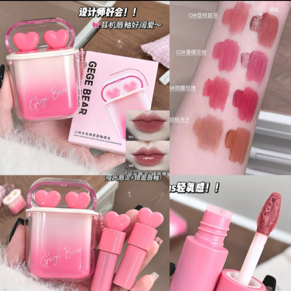 Producto - Dúo de Labiales Heart Water Light y Velvet Fog - Gege Bear