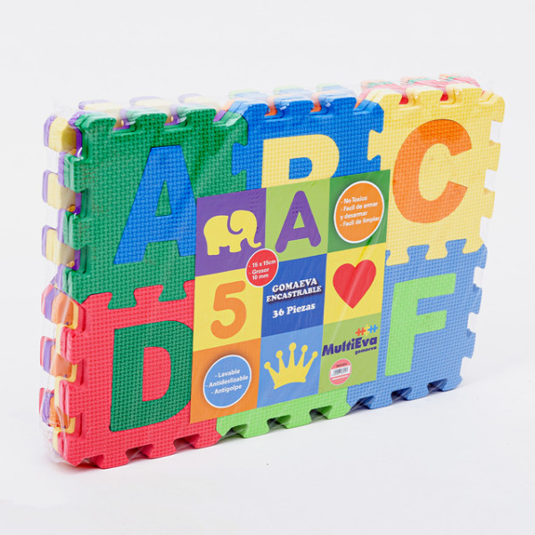 Producto - Piso Goma Encastrable "15 X 15 Cm" 10 Mm Letras Y Numeros (Kit 36 Unidades)