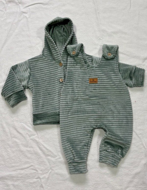 Producto - Jardinero + Campera Plush Burbuja Verde