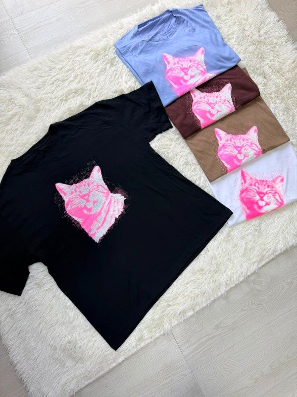 Producto - Remera Over Pink Cat
