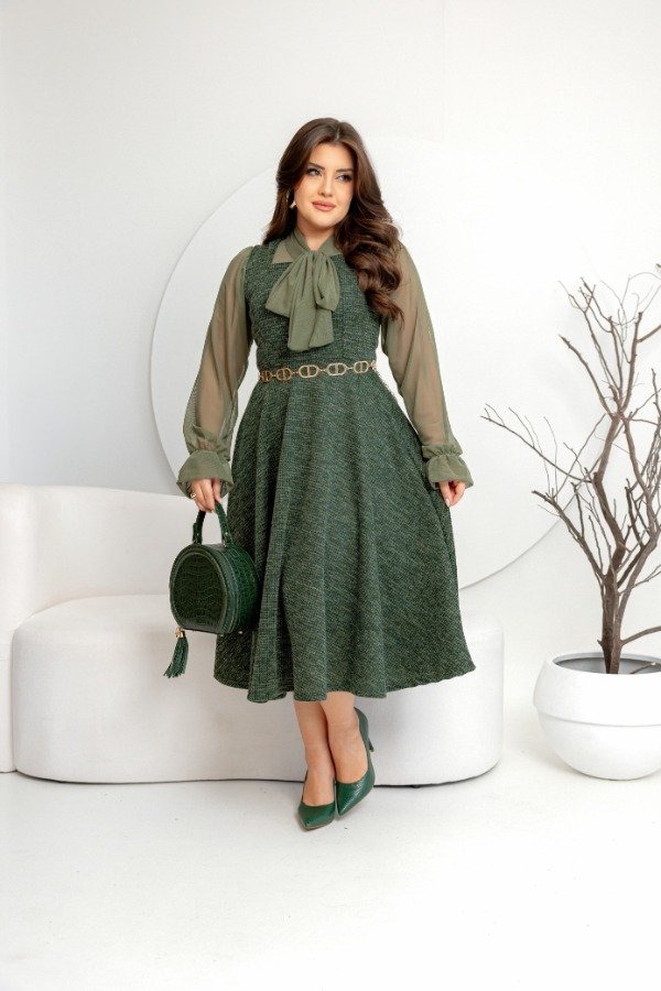 Producto - Conjunto vestido y blusa importado VERDE (Art. 170) Talles L, XL y 2XL