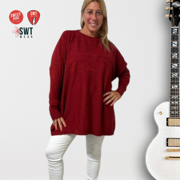 Producto - Sweater OSLO diamantes Doble Hilado de Jacquard en Mangas y Frente Oversized