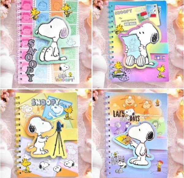Producto - Cuaderno A5 Tapa dura Snoopy Cierre con  abrojo yHojas con diseño