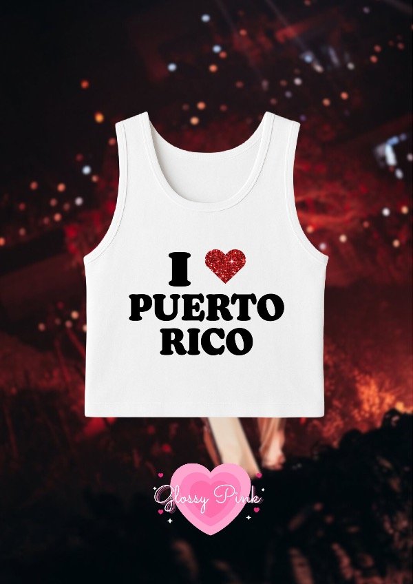 Producto - Tank Top  I Love Puerto Rico - VINILO TEXTIL GLITTER