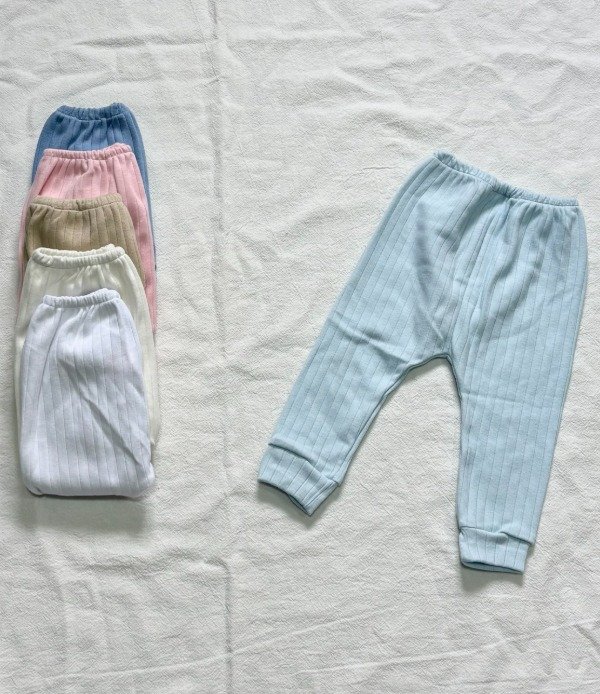 Producto - Pantalón sin pie Acanalado Grueso Celeste