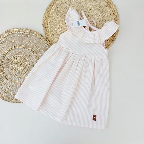 Producto - Vestido Isabella Lino - Rayas Rosas